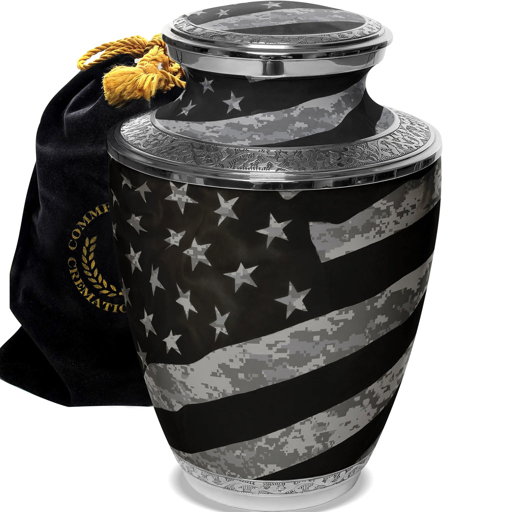 Army UCP Flag Military Cremation Urns for Human Ashes - Large Adult Funeral Urn