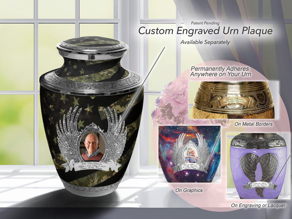 Digital Camouflage Flag Military Cremation Urns for Human Ashes - Large Adult Funeral Urn