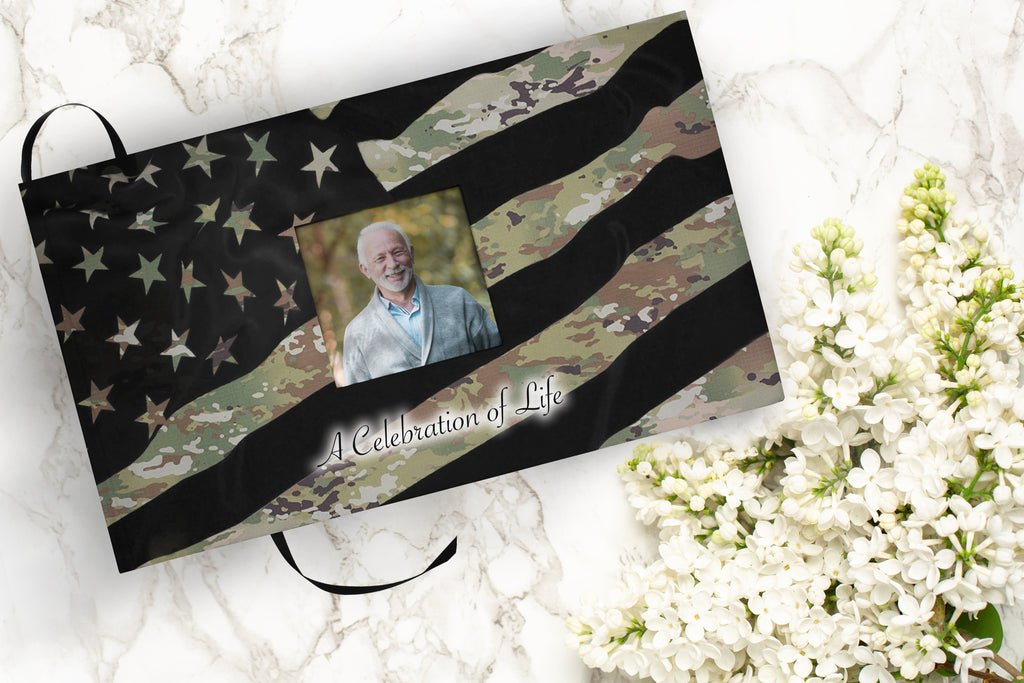 Army OCP Flag Military Cremation Urns for Human Ashes - Large Adult Funeral Urn