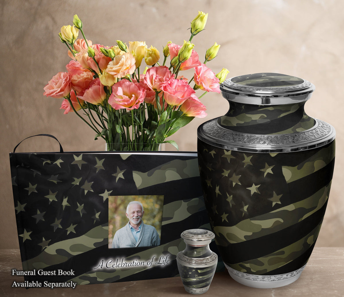 Traditional Camouflage Cremation Urns for Human Ashes - Large Adult Funeral Urn