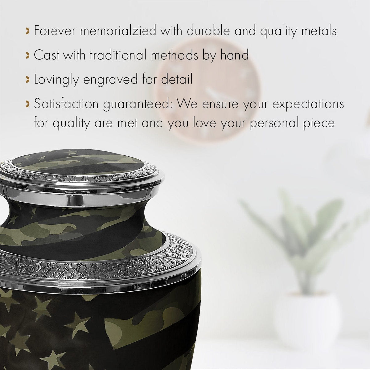 Traditional Camouflage Cremation Urns for Human Ashes - Large Adult Funeral Urn