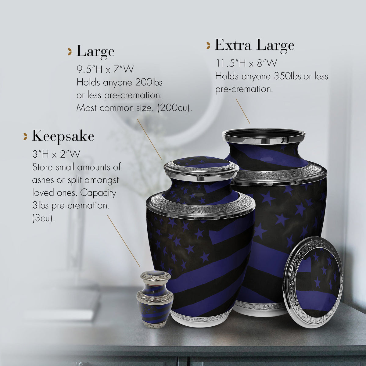 US Coast Guard Cremation Urns for Human Ashes - Large Adult Funeral Urn