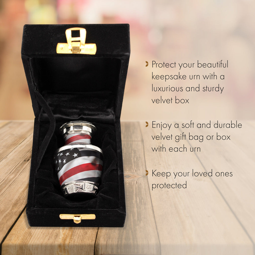 Red Line Firefighter Keepsake Urns – Tiny, Small & Mini Keepsake Urns for Ashes | Cremation Keepsakes