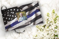 Thin Blue Line Police Cremation Urns for Human Ashes - Large Adult Funeral Urn