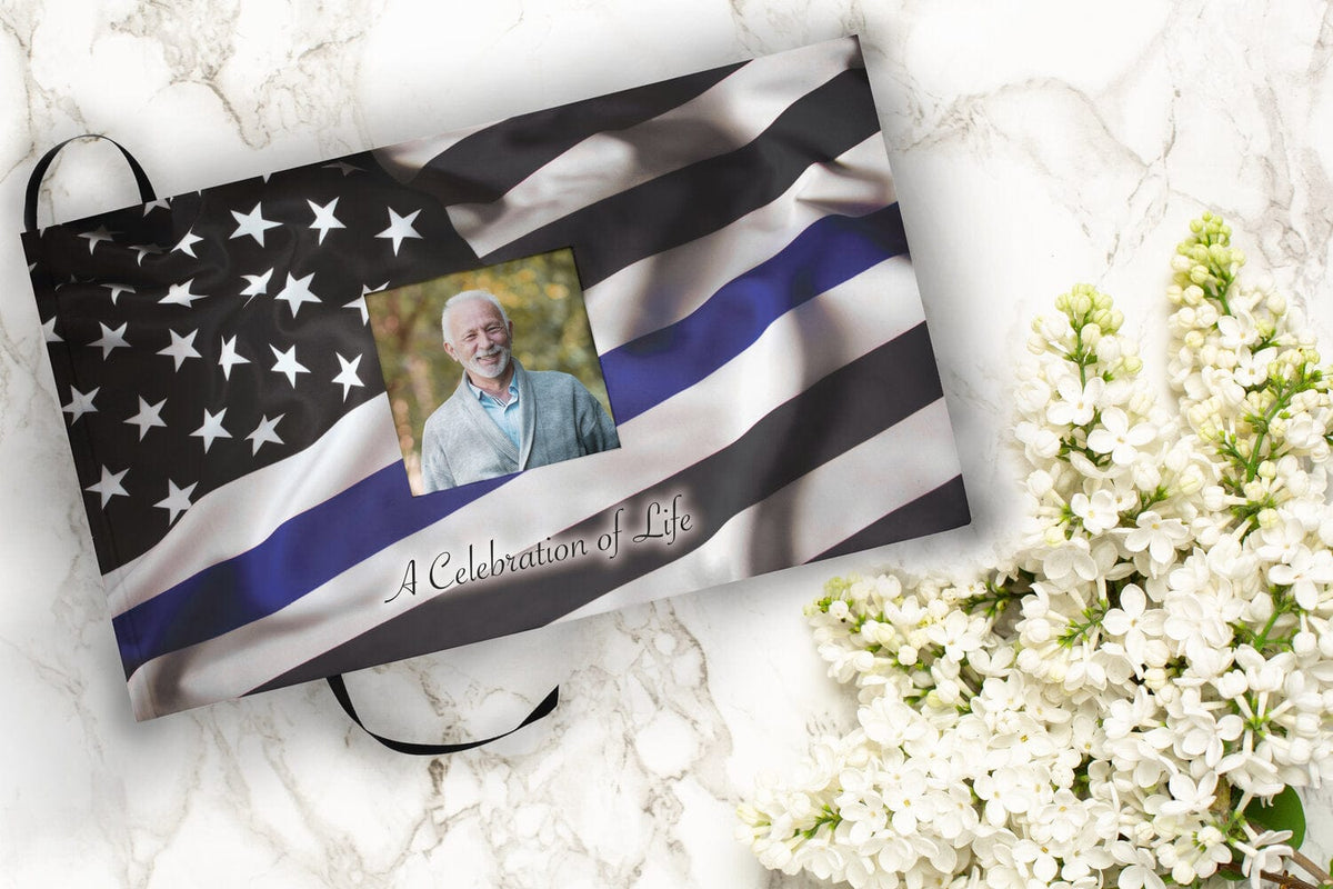 Thin Blue Line Police Cremation Urns for Human Ashes - Large Adult Funeral Urn