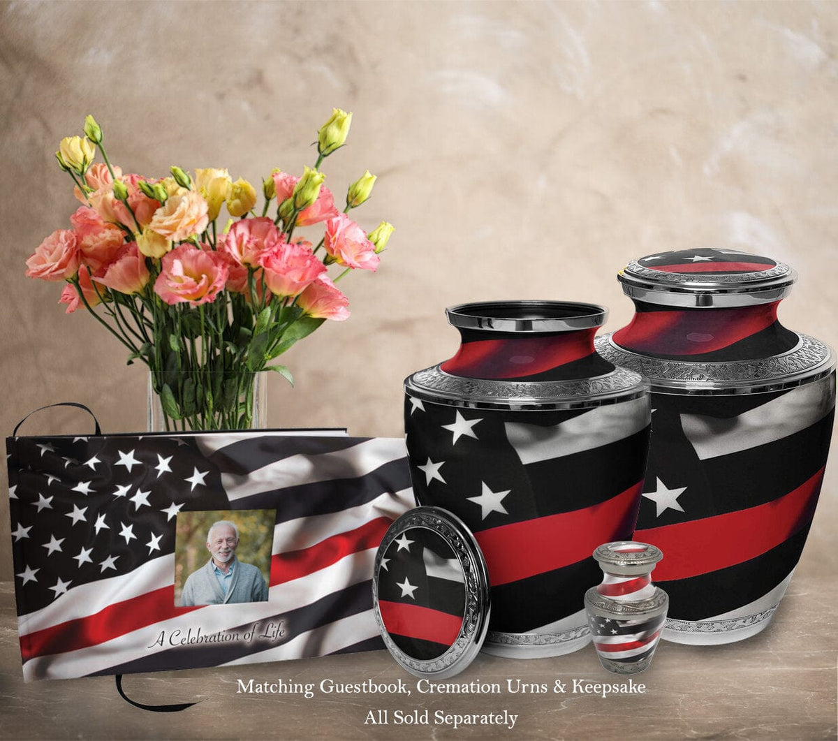 Red Line Firefighter Keepsake Urns – Tiny, Small & Mini Keepsake Urns for Ashes | Cremation Keepsakes