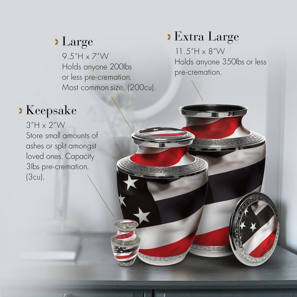 Red Line Firefighter Cremation Urns for Human Ashes - Large Adult Funeral Urn