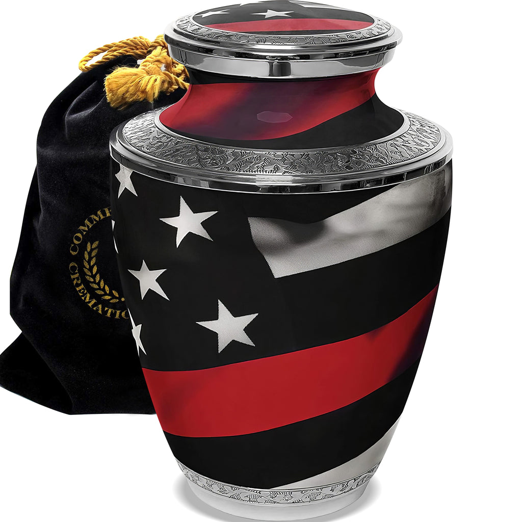 Red Line Firefighter Extra Large Urn or Companion Urn – Extra Large Urns for Human Ashes | XL Urn & XXL Urn