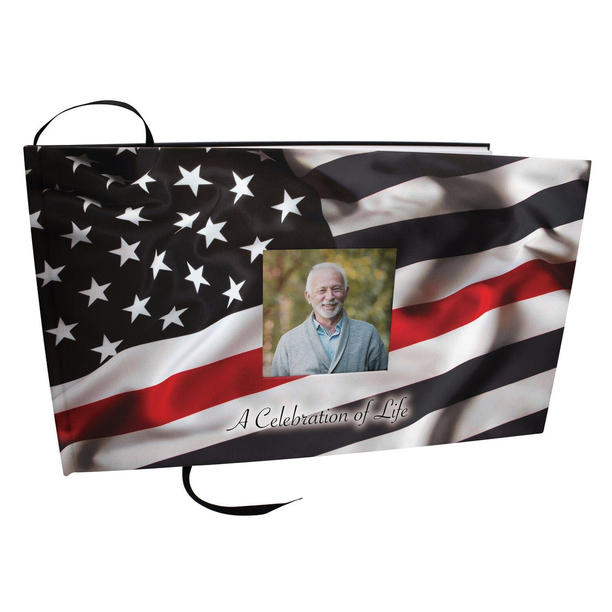 Red Line Flag Firefighter Matching Themed 'Celebration of Life' Guest Book for Funeral or Memorial Service