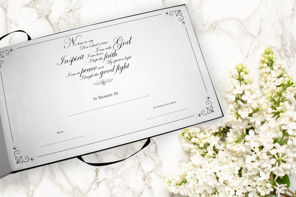 Traditional Camouflage Matching Themed 'Celebration of Life' Guest Book for Funeral or Memorial Service