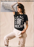 Death Before Decaf Cotton Blend Coffee Skull Graphic Tee for Women