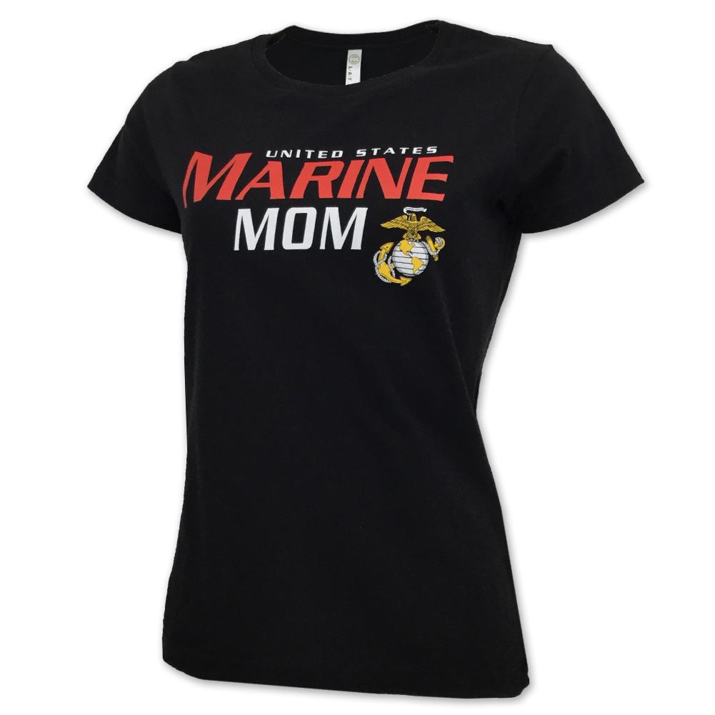 Ladies United States Marine Mom T-Shirt (Black)