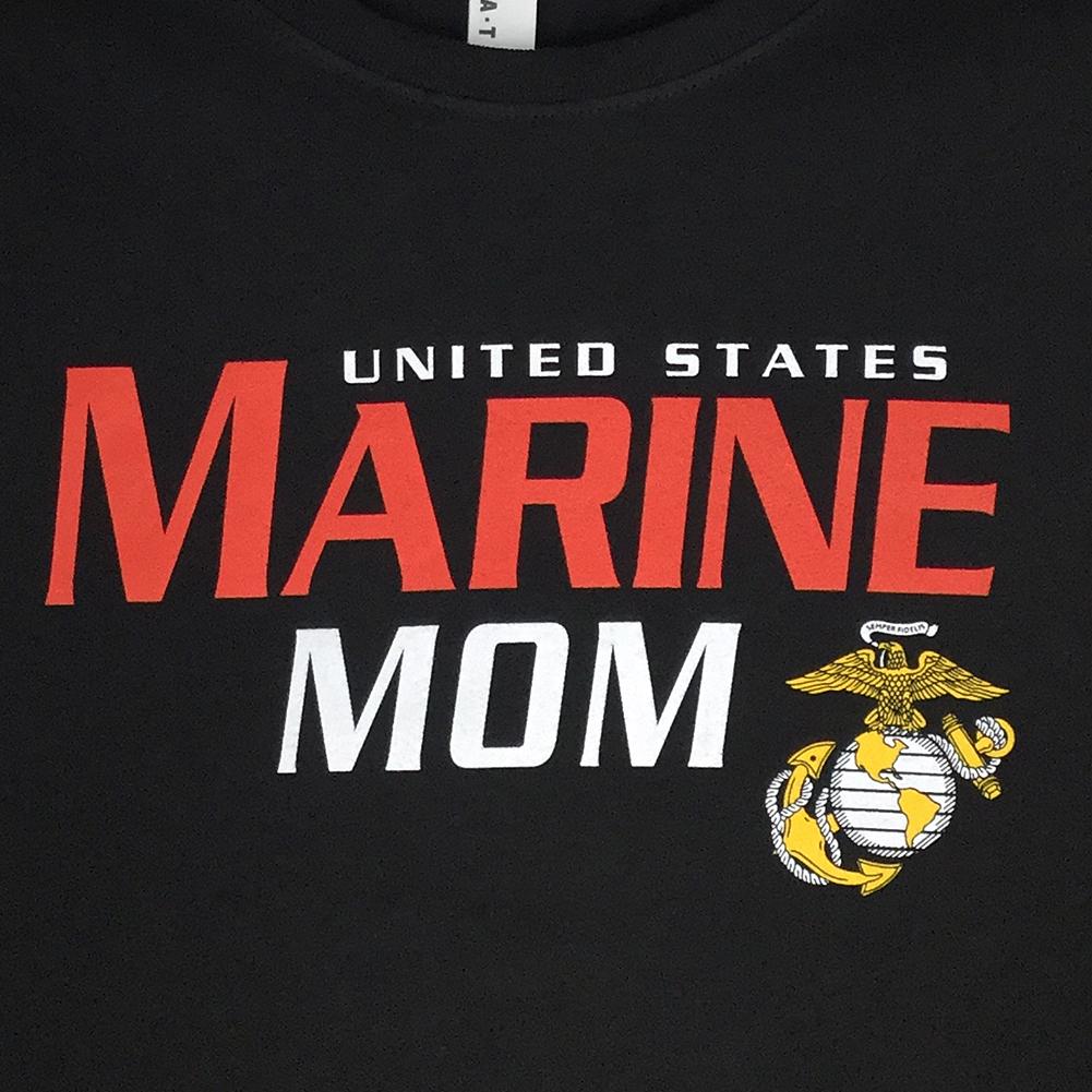 Ladies United States Marine Mom T-Shirt (Black)
