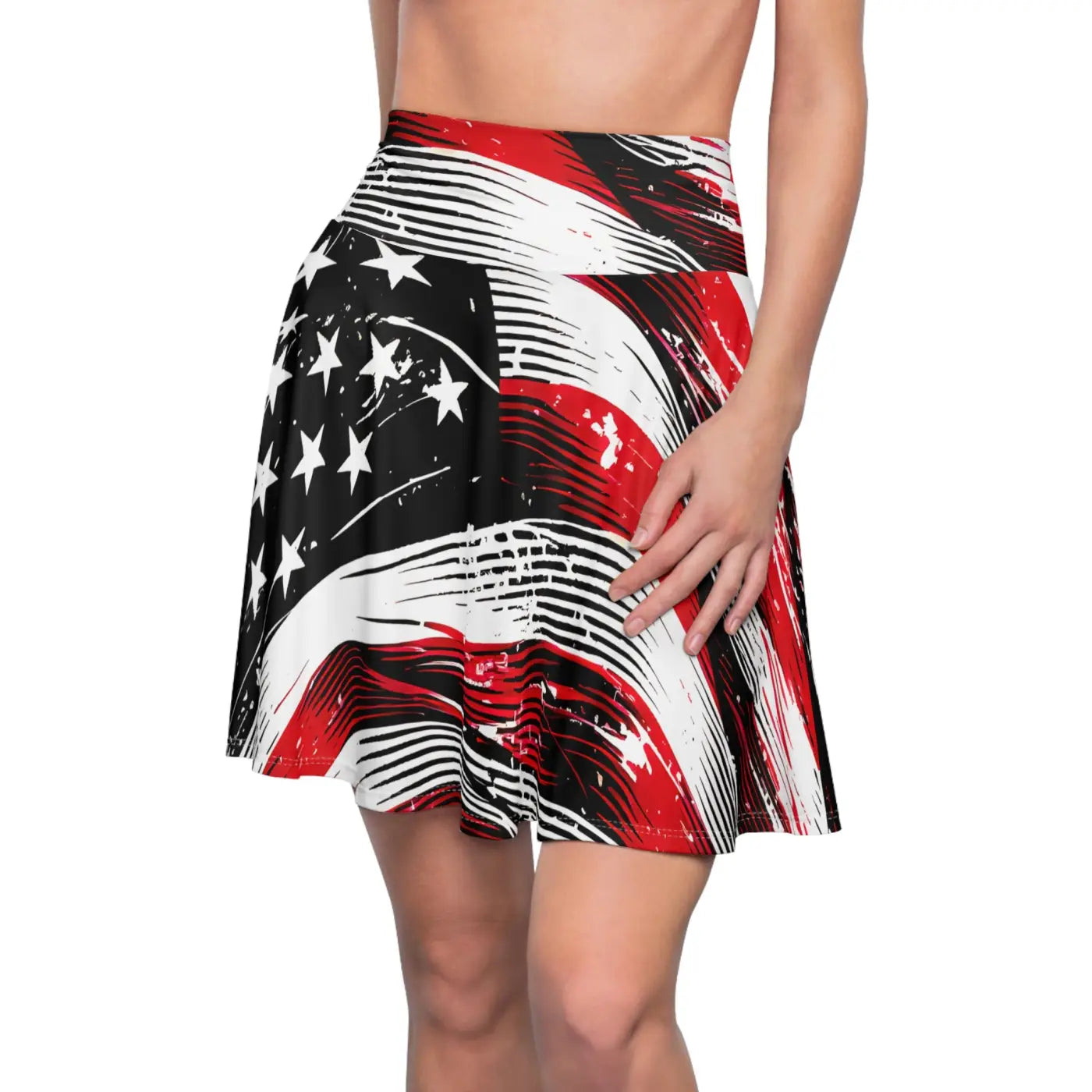 Bold American Flag Skater Skirt - Patriotic Summer - Dipaliz