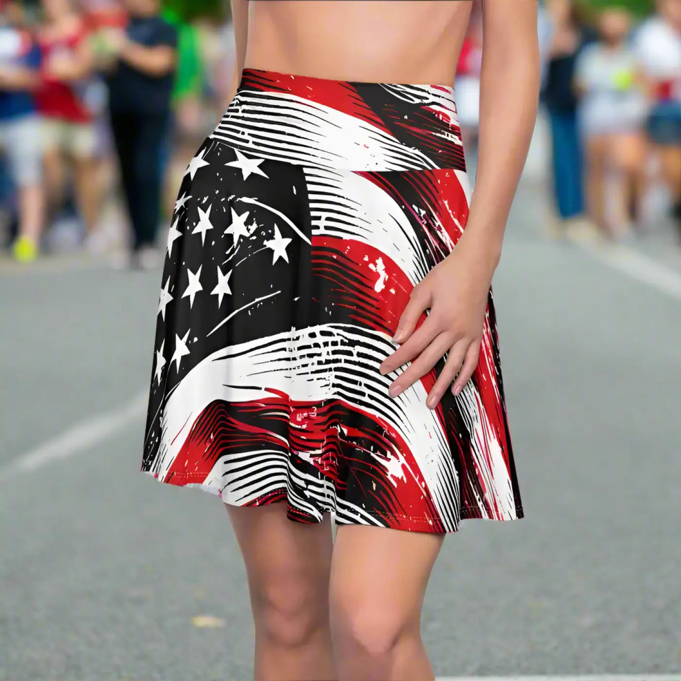 Bold American Flag Skater Skirt - Patriotic Summer - Dipaliz