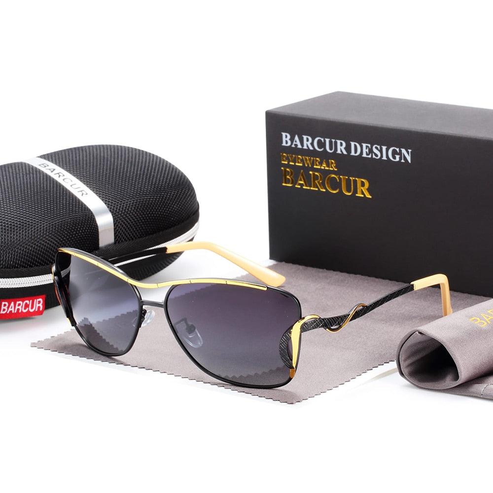 Retro Vintage BARCUR Polarized Sunglasses For Women Gradient Lens Oversized Square Sun Glasses Women Luxury  Eyewear Big Frame Sunglasses for Girl