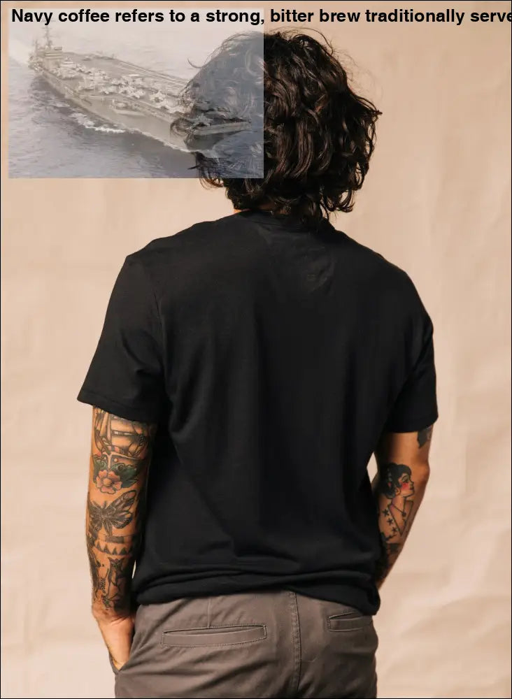 Black T-Shirt with Skeleton Morning Ritual Coffee Graphic