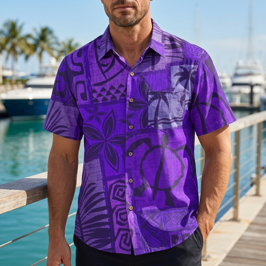 LeosWare® Men's Hawaiian Shirt Short Sleeve Button-upBreathable & Quick-Dry Aloha Tiki Mood