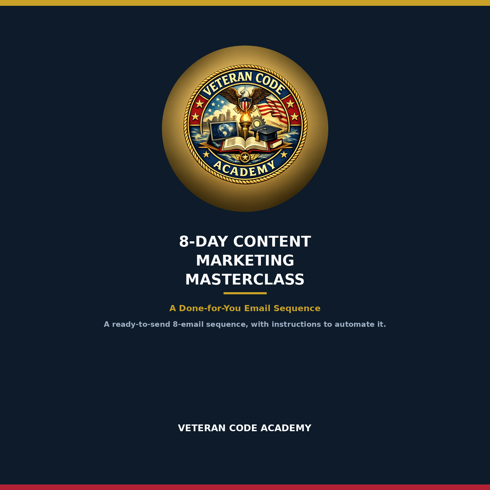 8-Day Content Marketing Masterclass email sequence, Veteran Code Academy