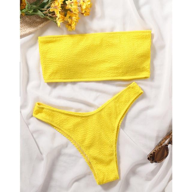 Women One-Shoulder Bikini Swimsuit Women Push Up Swimwear Women's Bathing Suit Comfortable Bikini Ribbed Two Piece Swimsuit Bikini Set Summer Bathing Suit Beach Wear Swimming Suit